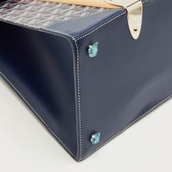 Pre Owned Goyard Navy Blue Goyardine Coated Canvas and Leather Saigon MM Top Handle Bag