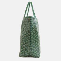Pre Owned Goyard Saint Louis PM Green Coated Canvas Tote Bag