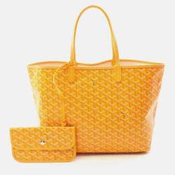 Pre Owned Goyard Saint Louis Pm Tote Bag Coated Canvas Orange Multicolor
