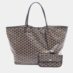 Pre Owned Goyard Saint Louis GM Tote Bag Coated Canvas And Leather Black Brown
