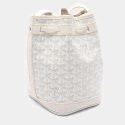 Pre Owned Goyard Petit Flot White Gray Coated Canvas Shoulder Bag