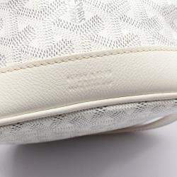 Pre Owned Goyard Petit Flot White Gray Coated Canvas Shoulder Bag