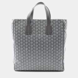 Pre Owned Goyard Sac Voltaire Tote Bag Coated Canvas Leather Gray White