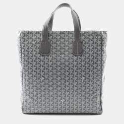 Pre Owned Goyard Voltaire Gray White Coated Canvas Tote Bag