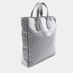 Pre Owned Goyard Voltaire Gray White Coated Canvas Tote Bag