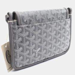 Pre Owned Goyard Plume Grey Coated Canvas Leather Pouch Shoulder Bag
