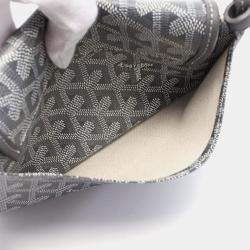 Pre Owned Goyard Plume Grey Coated Canvas Leather Pouch Shoulder Bag