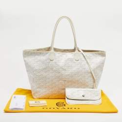 Pre Owned Goyard White Goyardine Coated Canvas and Leather Saint Louis PM Tote
