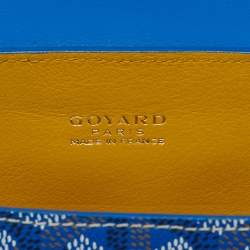 Pre Owned Goyard Blue Goyardine Coated Canvas And Leather Mini Saigon Top Handle Bag