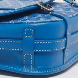 Pre Owned Goyard Blue Goyardine Coated Canvas and Leather Belvedere PM Bag