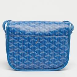 Pre Owned Goyard Blue Goyardine Coated Canvas and Leather Belvedere PM Bag