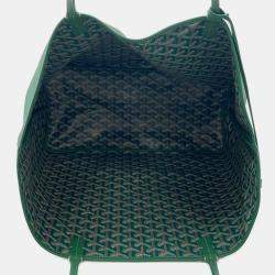 Pre Owned Goyard Anju Green Canvas Leather GM Shoulder Bag
