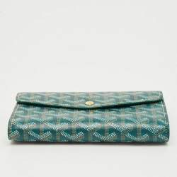 Pre Owned Goyard Green Goyardine Coated Canvas Double Flap Continental Wallet