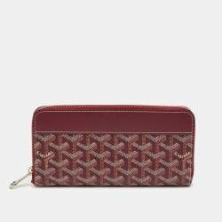 Pre Owned Goyard Burgundy Goyardine Coated Canvas Matignon GM Wallet