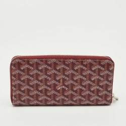 Pre Owned Goyard Burgundy Goyardine Coated Canvas Matignon GM Wallet