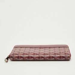 Pre Owned Goyard Burgundy Goyardine Coated Canvas Matignon GM Wallet