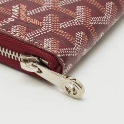 Pre Owned Goyard Burgundy Goyardine Coated Canvas Matignon GM Wallet