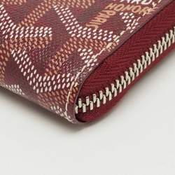 Pre Owned Goyard Burgundy Goyardine Coated Canvas Matignon GM Wallet