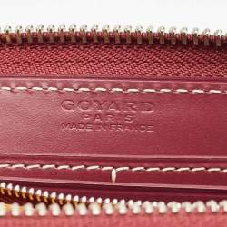 Pre Owned Goyard Burgundy Goyardine Coated Canvas Matignon GM Wallet