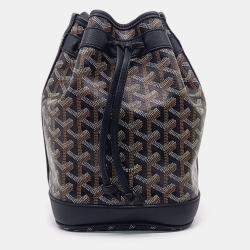Pre Owned Goyard Black Brown Coated Canvas Petit Flor