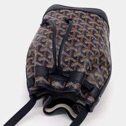 Pre Owned Goyard Black Brown Coated Canvas Petit Flor