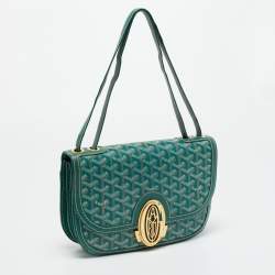 Pre Owned Goyard Green Goyardine Coated Canvas and Leather 223 Bag