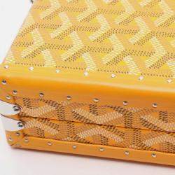 Pre Owned Goyard Minaudiere Trunk Shoulder Bag Coated Canvas And Leather Yellow Multicolor