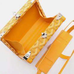 Pre Owned Goyard Minaudiere Trunk Shoulder Bag Coated Canvas And Leather Yellow Multicolor