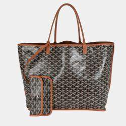 Pre Owned Goyard Gold Black Goyardine Canvas Anjou GM