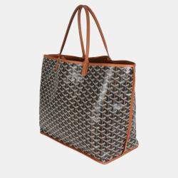 Pre Owned Goyard Gold Black Goyardine Canvas Anjou GM