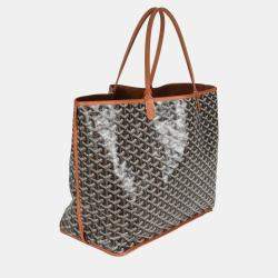 Pre Owned Goyard Gold Black Goyardine Canvas Anjou GM