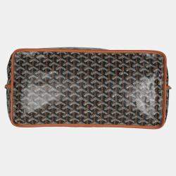 Pre Owned Goyard Gold Black Goyardine Canvas Anjou GM
