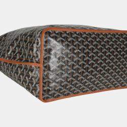 Pre Owned Goyard Gold Black Goyardine Canvas Anjou GM