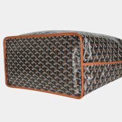Pre Owned Goyard Gold Black Goyardine Canvas Anjou GM