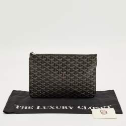 Pre Owned Goyard Black Goyardine Coated Canvas MM Senat Pouch