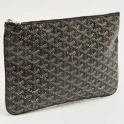 Pre Owned Goyard Black Goyardine Coated Canvas MM Senat Pouch