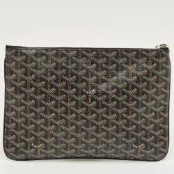 Pre Owned Goyard Black Goyardine Coated Canvas MM Senat Pouch