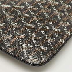 Pre Owned Goyard Black Goyardine Coated Canvas MM Senat Pouch