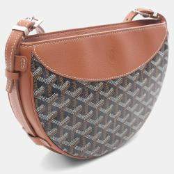 Pre Owned Goyard Hirondelle Shoulder Bag In Leather And Coated Canvas  Brown/Black