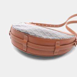 Pre Owned Goyard Hirondelle Shoulder Bag In Leather And Coated Canvas  Brown/Black