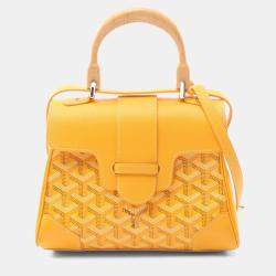 Pre Owned Goyard Saigon Yellow Coated Canvas Leather Mini Handbag
