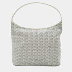 Pre Owned Goyard Boheme Hobo Bag Shoulder Coated Canvas Leather White Gray