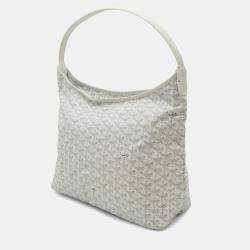 Pre Owned Goyard Boheme Hobo Bag Shoulder Coated Canvas Leather White Gray