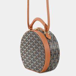 Pre Owned Goyard Hat Box And Alto Trunk Bag Black/Natural Goyardine Canvas Cervon Calf Leather
