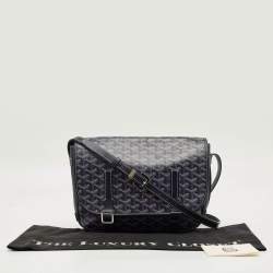 Pre Owned Goyard Navy Blue Goyardine Coated Canvas Belvedere MM Saddle Bag