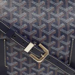 Pre Owned Goyard Navy Blue Goyardine Coated Canvas Belvedere MM Saddle Bag