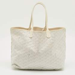 Pre Owned Goyard White Goyardine Coated Canvas and Leather Saint Louis PM Tote