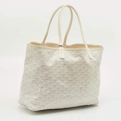 Pre Owned Goyard White Goyardine Coated Canvas and Leather Saint Louis PM Tote