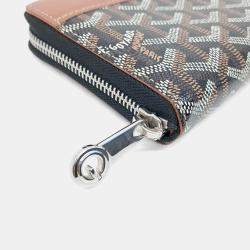 Pre Owned Goyard Black Brown PVC Matignon long wallet