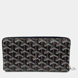 Pre Owned Goyard Black Brown PVC Matignon long wallet